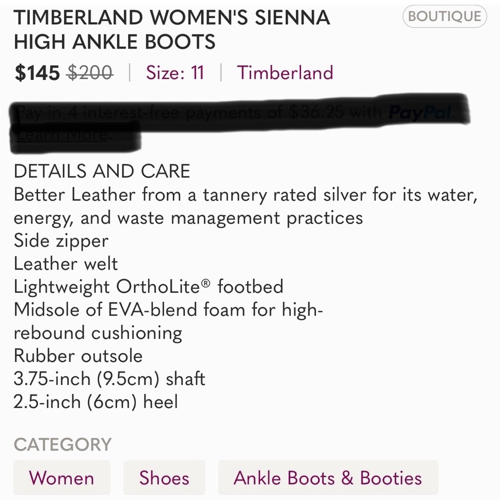 TIMBERLAND WOMEN'S SIENNA HIGH ANKLE BOOTS - Picture 9 of 9